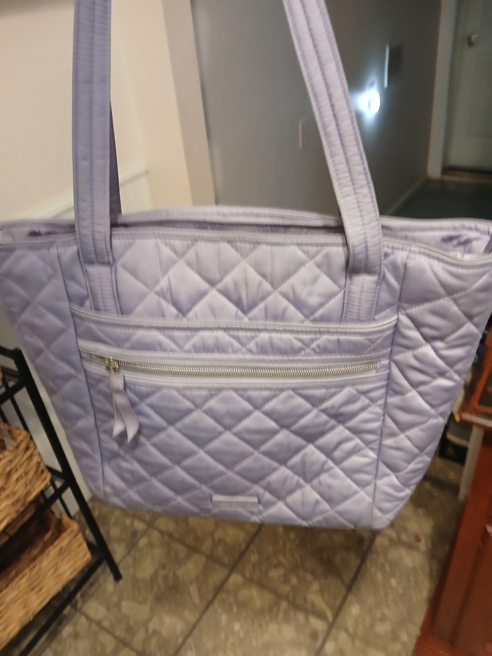 Quilted Light Lavender Tote Bag - Women's Shoulder Bag